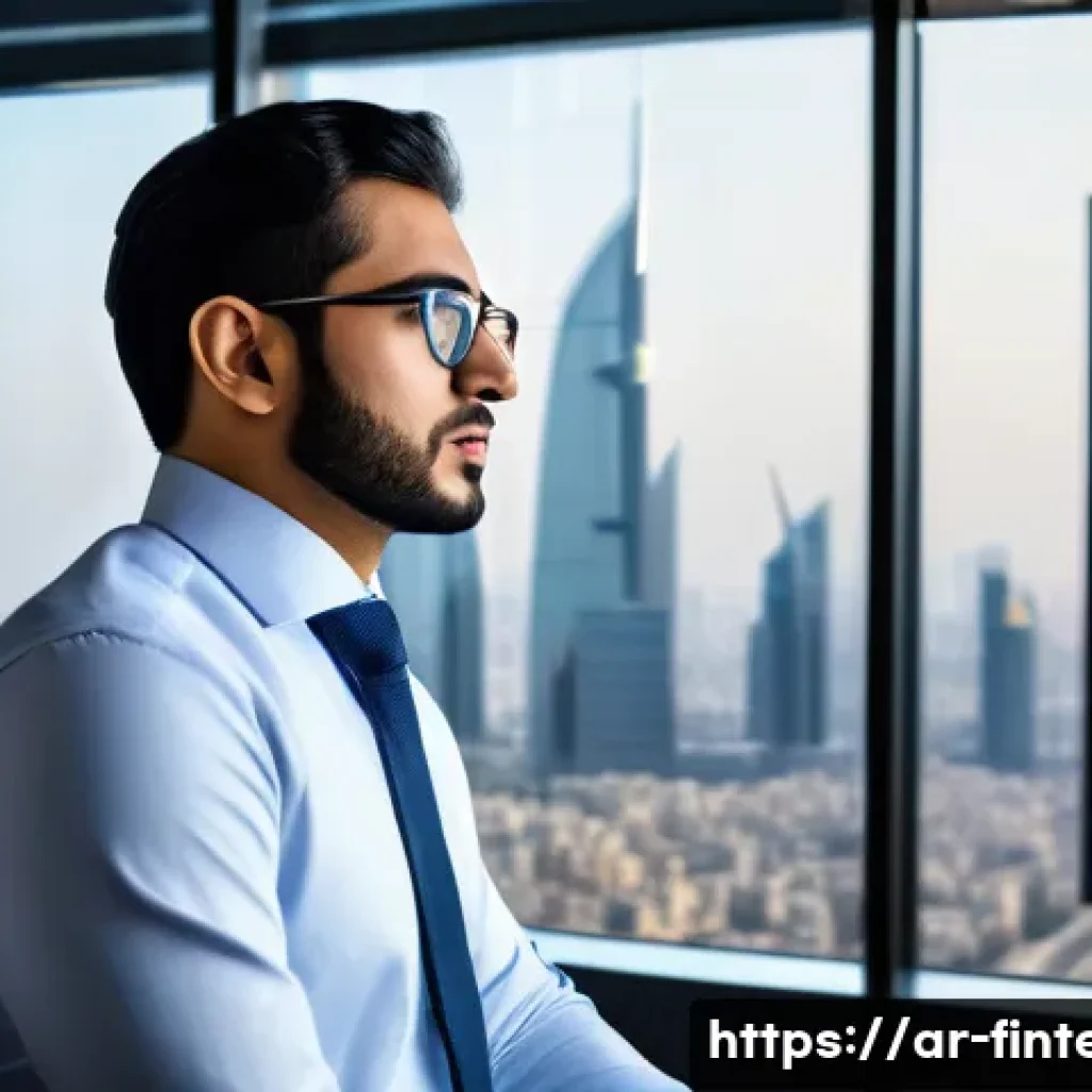 AI 기반 포트폴리오 최적화 - A professional Middle Eastern financial analyst in a modern office setting, wearing business attire ...
