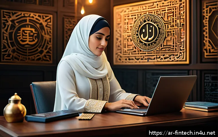 디지털 화폐 관리 기술 - A detailed digital art scene depicting a Middle Eastern professional woman wearing modest traditiona...