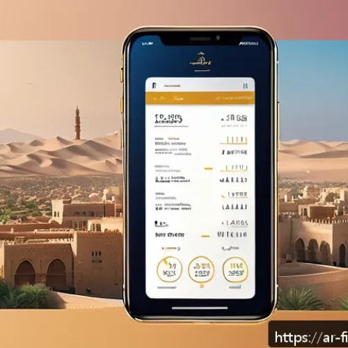 Home 31 핀테크와 빅데이터 결합 사례 - A sophisticated digital financial dashboard interface displayed on a smartphone held by an Arabic-sp...